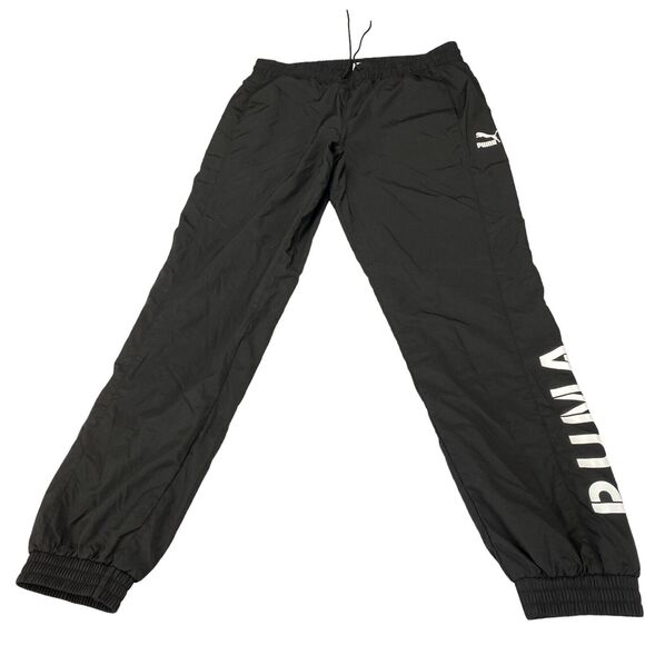 PUMA Parachute Joggers Pants Mens Large Black Therma Fit Tapered Leg Drawstring - Picture 1 of 16